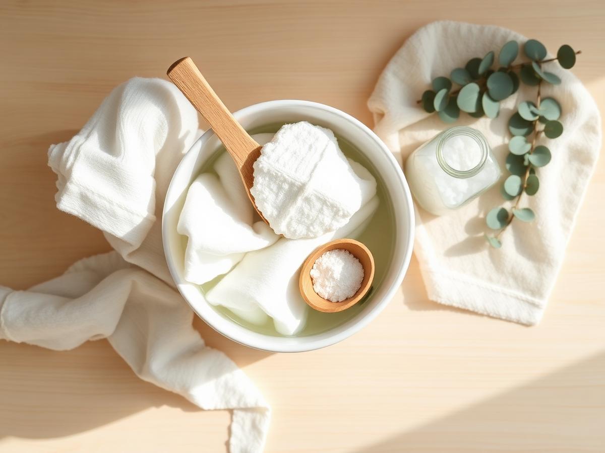 Handdoeken in warm water met Biotex en wassoda voor een diepe reset