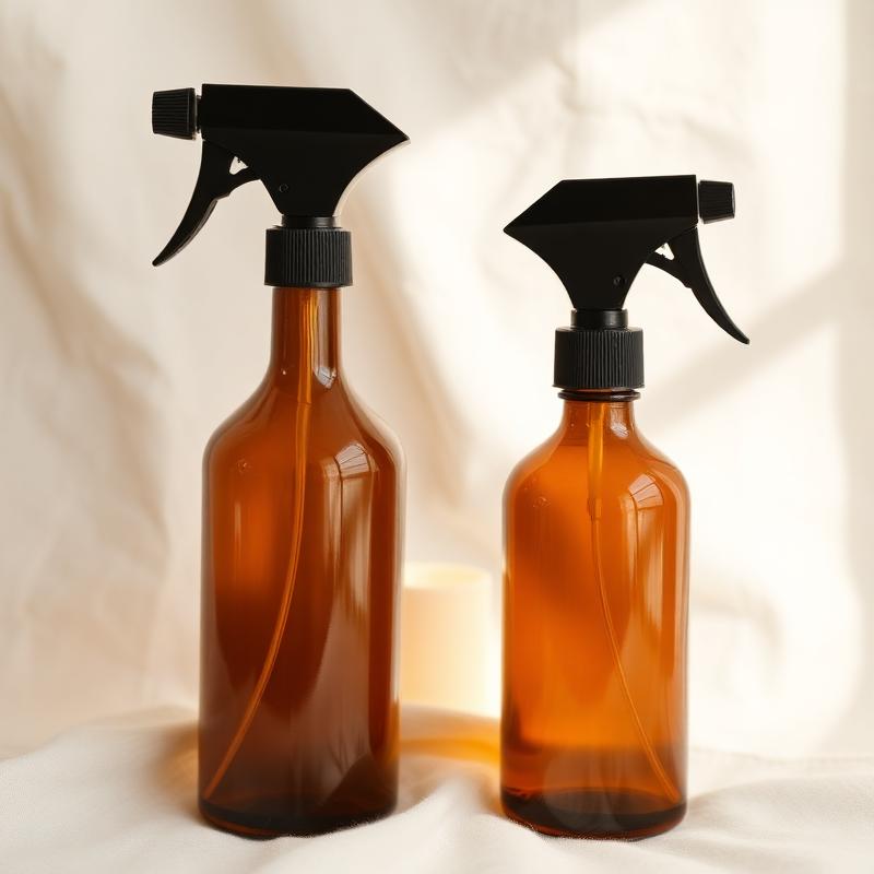 Amberkleurige glazen sprayflessen